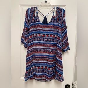 Cold shoulder bell sleeve dress